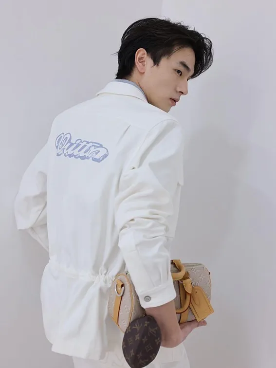 Louis Vuitton/Louis Vuitton leather label printed shirt jacket
